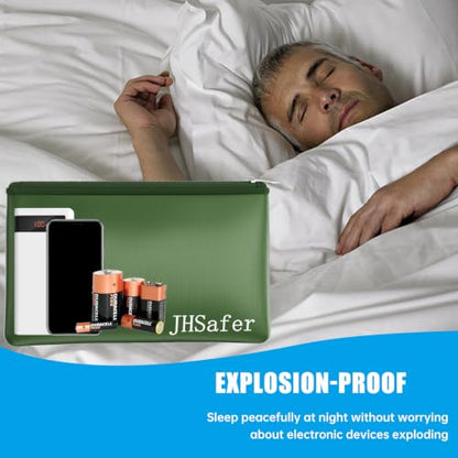 6400℉ Fireproof Money Bags with Zipper,Cash Safe Pouch,11''x6.3'' - color: Green