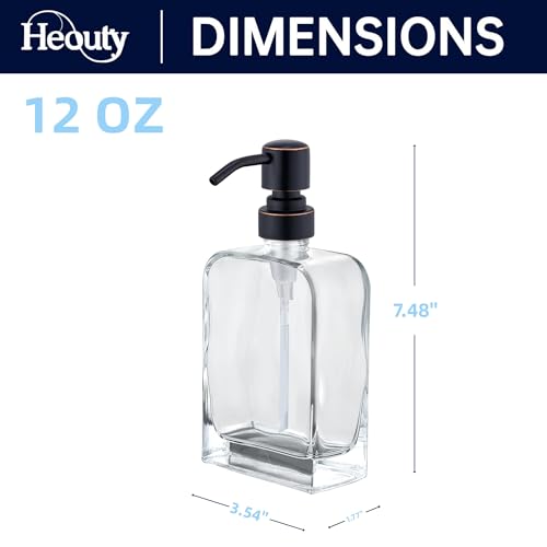 Clear Glass Soap Dispenser with Oil Rubbed Bronze Rust Proof Stainless Steel Pump, 12 Oz Refillable Lotion Bathroom Soap Dispenser, Kitchen Hand and Dish Soap Dispensers - color: Oil Rubbed Bronze, size: 12 oz