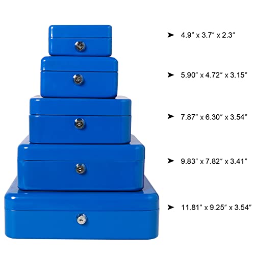 Decaller Mini Cash Box with Lock and Slot, Metal Coin Bank Piggy Bank for Adults & Kids, 4.9" x 3.7" x 2.3", Blue - color: Blue, size: X Small (4.9 Inch)