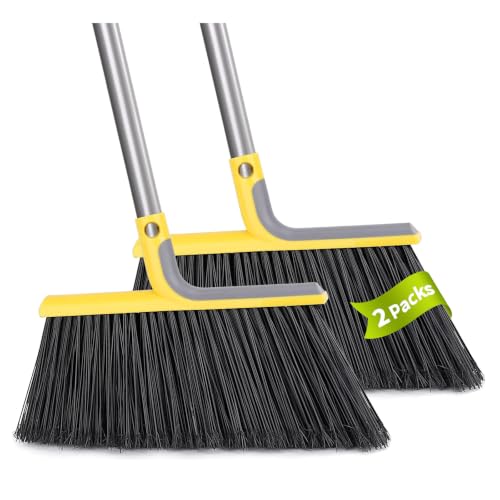 Panda Grip 2 Pack Outdoor Broom, 58" Heavy Duty Commercial Broom, Yellow - size: 2 Pack