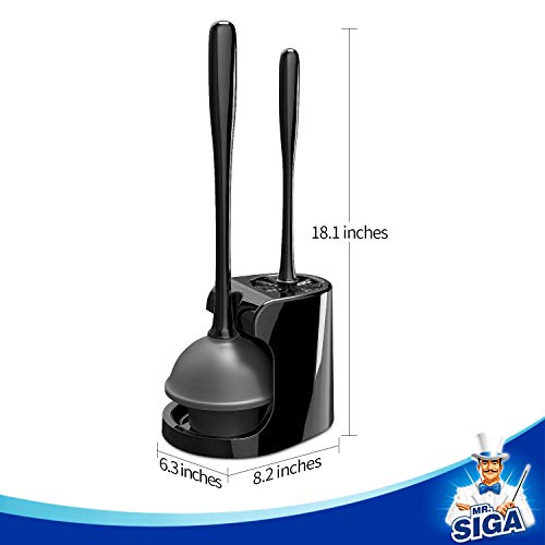 MR.SIGA Toilet Plunger and Brush Combo for Toilet Cleaning, Black, 2 Set - color: Black, size: 6.3 x 8.2 x 18.1 inch