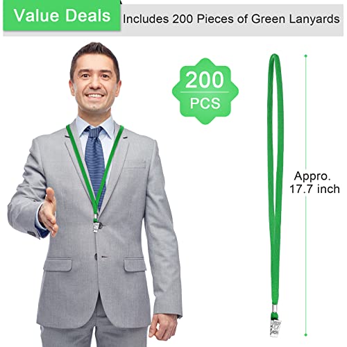 Marspark 200 Pcs Lanyards for ID Badges, Flat Swivel Hook,Dark Green - color: Dark Green