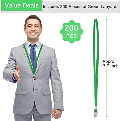 Marspark 200 Pcs Lanyards for ID Badges, Flat Swivel Hook,Dark Green - color: Dark Green