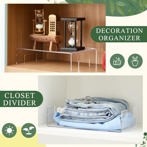 RattanView 2 Pcs 12 x 8 x 3 Inch Large Clear Acrylic Shelf Riser, 5mm Thick - color: Clear, size: 12 x 8 x 3 Inch, 5 mm