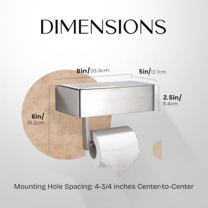 Day Moon™ - Toilet Paper Holder with Shelf - Wall Mount, Brushed Nickel - color: Brushed Nickel