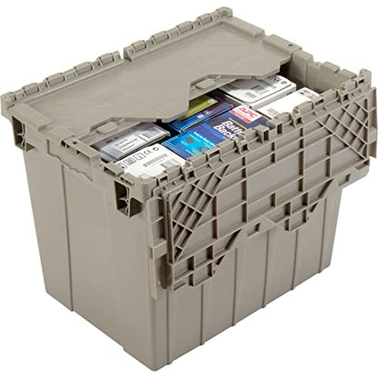 Global Industrial Distribution Container With Hinged Lid, 21-7/8x15-1/4x17-1/4, Gray - color: Gray