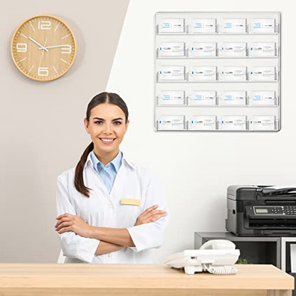 Hillban Acrylic Business Card Holder Wall Mount Office, 20 Pockets - size: 20 Pockets