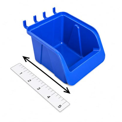 WallPeg Pegboard Bins - 6 Each 7" & 6 Each 5" Organizing Bins Blue - Hooks to Peg Board Panel Organize Hardware Arrange Accessories Workbench Tool Organizer Garage Storage -Made in USA-