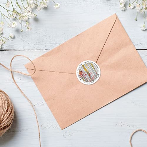Autumn Aspens Personalized Round Address Labels - Set of 144 (4 Designs), Round Self-Adhesive, Flat-Sheet Labels, by Colorful Images - style: Aspens