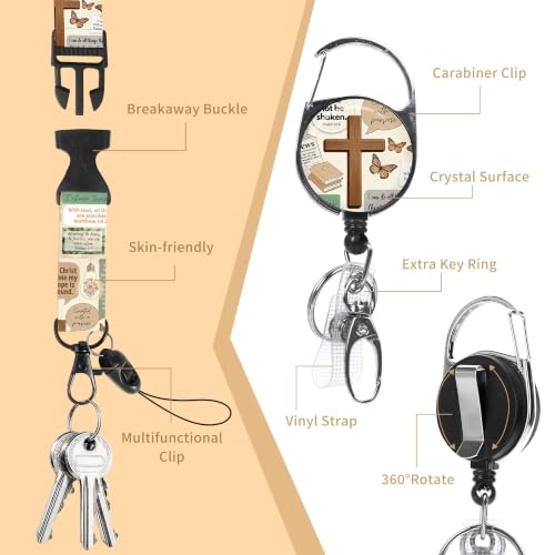 Bible Verse Lanyard with ID Badge Holder and Retractable Badge Reel - color: Bible Verse Cross
