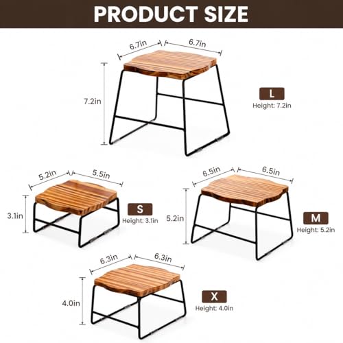 ZENFUN 4 Piece Wood Buffet Risers, Dessert Table Risers Food Display Riser, Pizza Pan Riser, Cupcake Stand & Wood Display Risers, Nesting Food Platter and Plate Holder