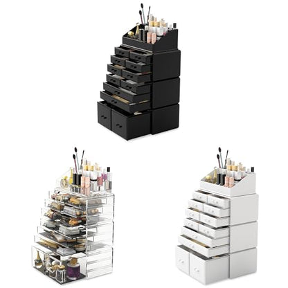 Readaeer Makeup Cosmetic Organizer Storage Drawers Display Boxes Case with 12 Drawers (White) - color: White