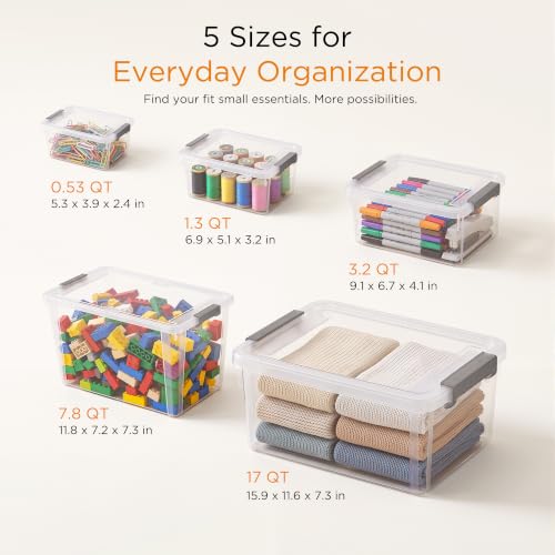 Citylife 10Packs 1.3Qt Small Storage Bins with Lids,Stackable Clear - color: Clear White, size: 1.3 QT(10 Pack)