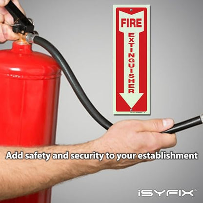 iSYFIX Fire Extinguisher Reflective Signs, 4x12 Inch, 10 Pack - color: PLASTIC REFECTIVE