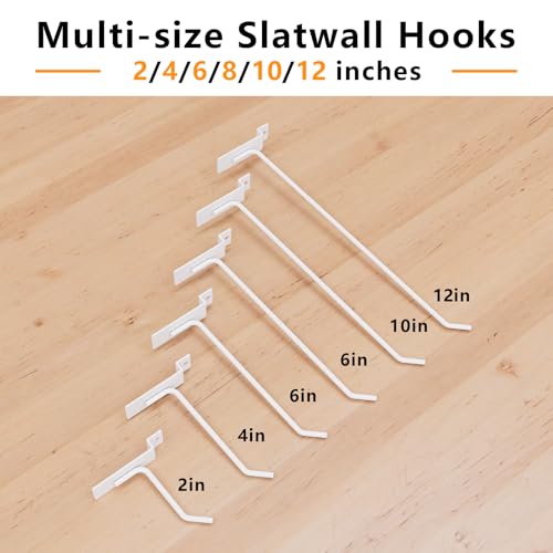 Black Slatwall Hooks,12 Inch, 25 PCS Slat Wall Hanging Hanger - color: White, size: 12 Inch