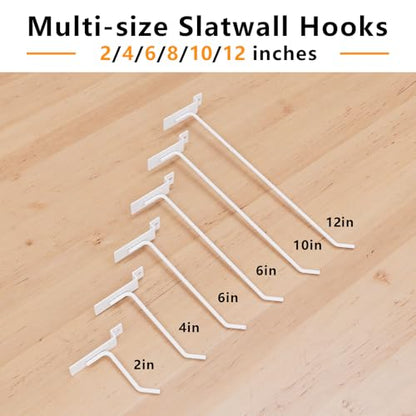 Black Slatwall Hooks,12 Inch, 25 PCS Slat Wall Hanging Hanger - color: White, size: 12 Inch