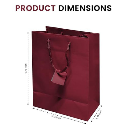 Novel Box Burgundy Gift Bags with Handles 10 Pack 4.75x3.25x6.75 Inches - color: Burgundy, size: Small
