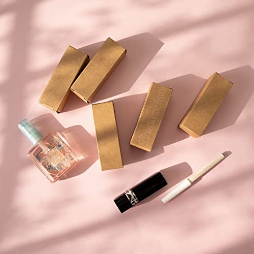 Framendino, 50 Pack Kraft Paper Lipstick Boxes Lip Gloss Rectangle Bottle Reusable Balm Packaging Cases Essential Oil Wrapping Box for DIY Gift - color: Kraft - 3.34x1.1x1.1