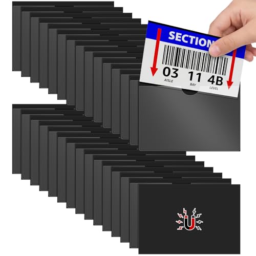 Gilprop 30 Pcs Magnetic Label Holders Pallet Rack 5x3 In Magnetic Label - color: Black, size: 5.3 x 3.7 Inch