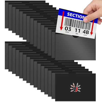 Gilprop 30 Pcs Magnetic Label Holders Pallet Rack 5x3 In Magnetic Label - color: Black, size: 5.3 x 3.7 Inch