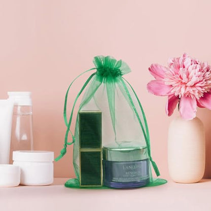 50PCS Green Organza Bags 3x4, Small Mesh Bags Drawstring Small Baggies Pouches for Jewelry Candy Treats Birthday Party Favors Wedding Baby Shower Halloween Gifts - color: Christmas Green