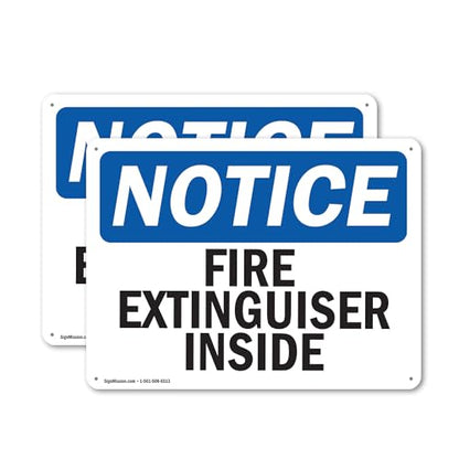 (2 Pack) Fire Extinguisher Inside OSHA Notice Sign 10 Inch X 7 Inch Plastic Sign, Weather Resistant, UV Protected for Workplace, Business, and Construction Site, Made in the USA - size: 10 Inch X 7 Inch, style: Plastic