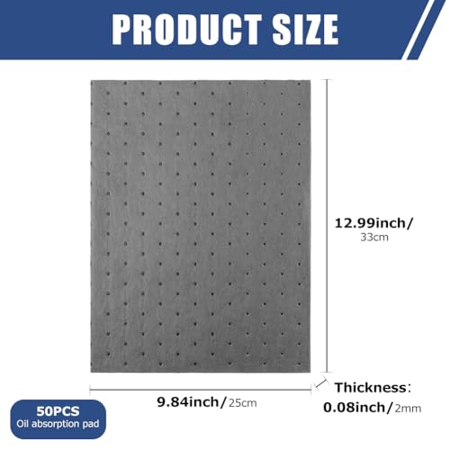 50 Pcs Oil Absorbent Pads, Oil Spill Mat Universal Oil Absorbing Sheets