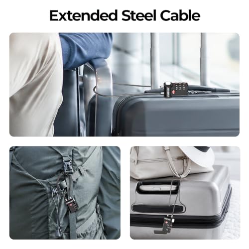 SURE LOCK 3 Digit TSA Approved Luggage Locks - color: EXTRA LONG CABLE, size: 15-Inch Long Cable