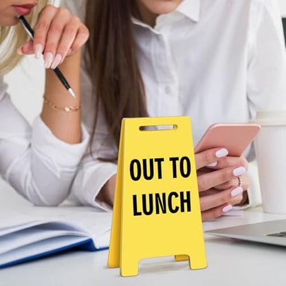 Funny Office Desk Accessories Decor OUT TO LUNCH Acrylic Mini Floor Do Not Disturb Sign Funny Cute Gag Office Decorations Gifts for Work Women - style: OUT TO LUNCH