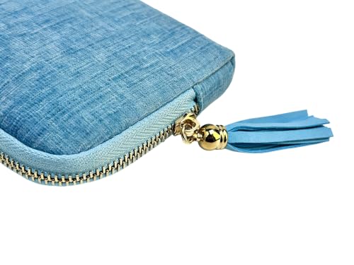 Women's Coin Purses Velvet Mini Travel Jewelry Case Bag with Tassel - color: A-Sky Blue