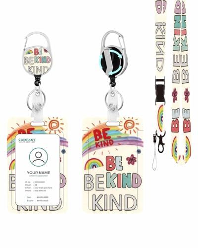 Vertical ID Badge Holder with Detachable Lanyard - Be Kind - color: Be Kind