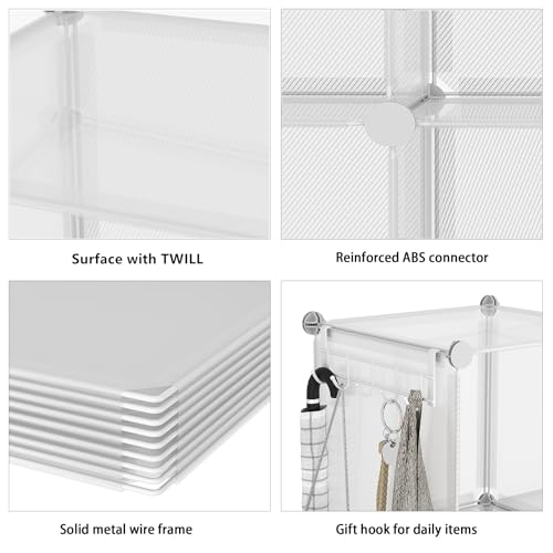 AWTATOS Cube Storage Organizer, Closet Organizers, 6 Cube Shelf, Clear - color: Translucent Twill