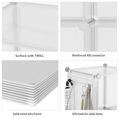 AWTATOS Cube Storage Organizer, Closet Organizers, 6 Cube Shelf, Clear - color: Translucent Twill