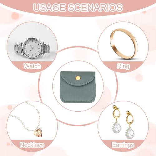 PATIKIL Velvet Jewelry Pouches, 24 Pcs Jewelry Packaging Gift Bags with Snap Button for Bracelet Rings Watch Necklace, (2"x2"/3"x3") Gray - color: Gray