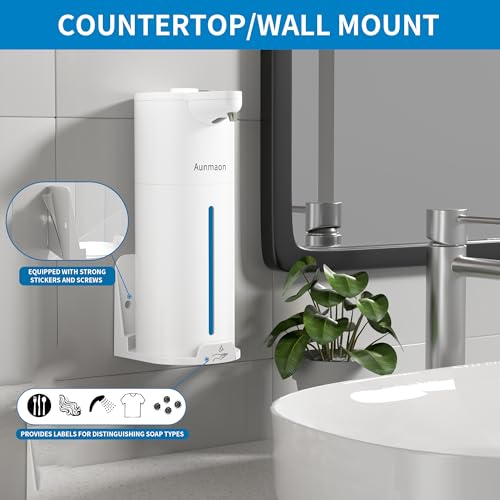 Aunmaon Automatic Soap Dispenser Touchless, Modern, Kitchen & Bathroom, Hands-Free, Adjustable Volume, Long Battery Life, Compatible with Thick & Thin Soap, Easy for Toddlers, Clog-Free, White - color: Pearlescent White