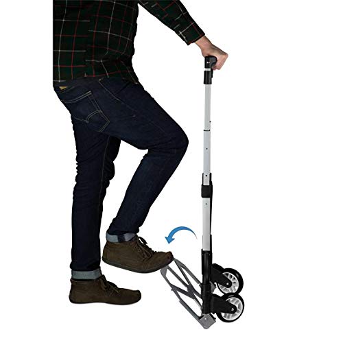 Mount-It! Folding Hand Truck and Personal Dolly, Foldable Aluminum Trolley Cart, 165 Lb Capacity Heavy Duty Dolly with Wheels of Rubber for Moving, Comfortable Telescoping Handle for Indoor Outdoor - size: 165 Lb Capacity