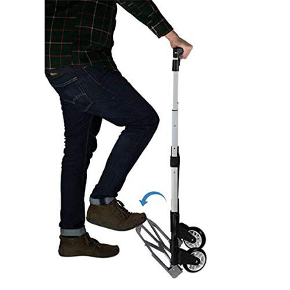 Mount-It! Folding Hand Truck and Personal Dolly, Foldable Aluminum Trolley Cart, 165 Lb Capacity Heavy Duty Dolly with Wheels of Rubber for Moving, Comfortable Telescoping Handle for Indoor Outdoor - size: 165 Lb Capacity