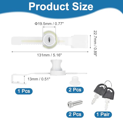 0.5" Luminous Sliding Glass Door Ratchet Lock Fit 0.20-0.39" White - color: White, size: 0.5"