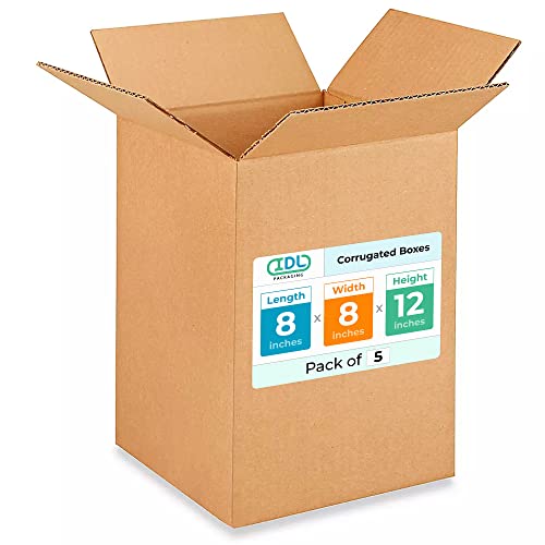 Small Moving & Shipping Boxes 8 x 8 x 12 inches (5-Pack) - Extra Strength 200 lb vs Regular - Corrugated Packing Boxes for USPS/FEDEX - Cardboard Shipping Box - Package Box by IDL Packaging - size: 8 * 8 * 12" (Small Boxes)