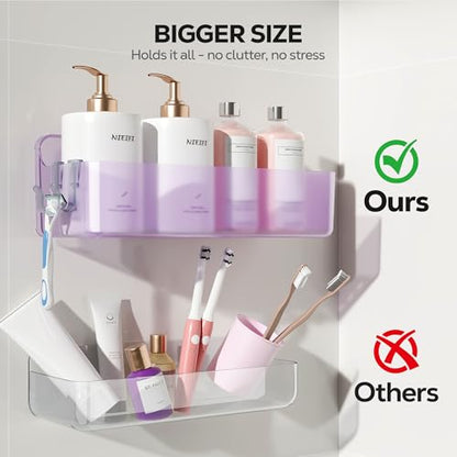 Nieifi Adhesive Shower Shelves, Purple, 5 Pieces - color: Purple-Clear, size: 5 pieces