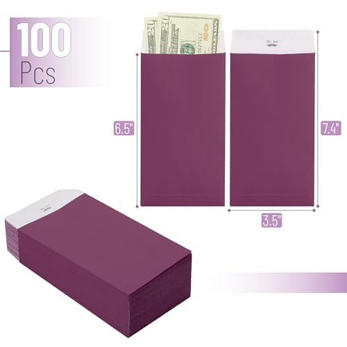 Mr. Pen- 100 Purple Cash Envelopes, 6.5" x 3.5", Money Saving Challenge - color: Purple, size: 100 Pack