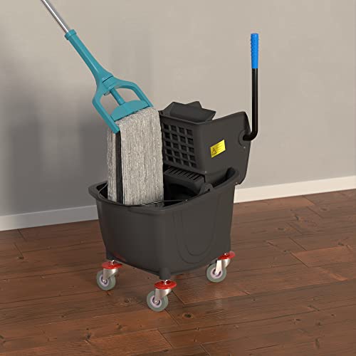 26 Qt. Black Mop Bucket and Side Press Wringer Combo - color: Black, size: 26 Qt.