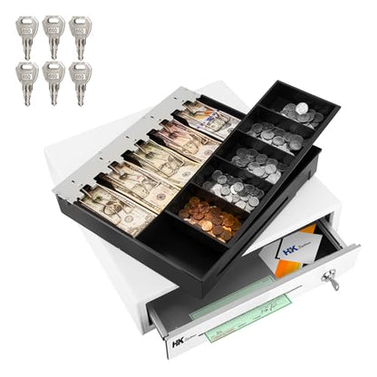 HK SYSTEMS 16inch "Stainless Steel" Front Heavy Duty POS"USB" Interface Cash Drawer with 5Bill/5Coin (White)"NO Compatibility with Square POS System for Now - color: 16" POS-USB White