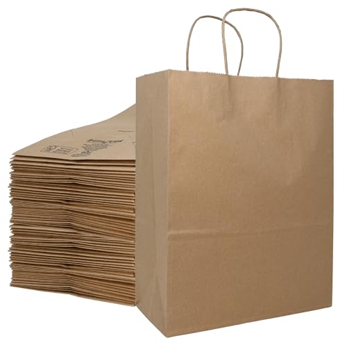 DURO 87124 Missy 60# Brown Bags with Handles, 10 x 5 x 13 In, 50 Ct - size: 1 Count (Pack of 50)