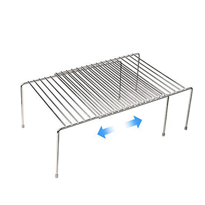 Tomorotec Expandable Kitchen Cabinet Organizer Stainless Steel Shelf Silver - color: Silver-1Pcs