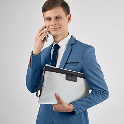 Nezyo 2 Pcs Fireproof Document Bag with Lock, Waterproof Money Pouch,Grey - color: Grey