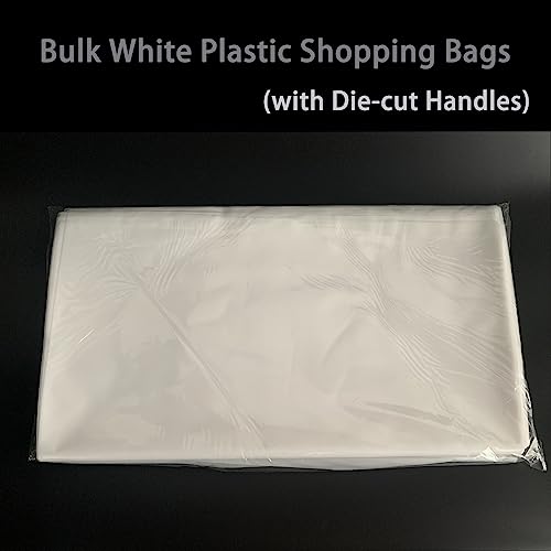 100 Pack 20" x 24"x 2 Mil Thick Large White Plastic Shopping Bags with Die Cut Handles