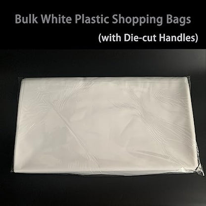 100 Pack 20" x 24"x 2 Mil Thick Large White Plastic Shopping Bags with Die Cut Handles