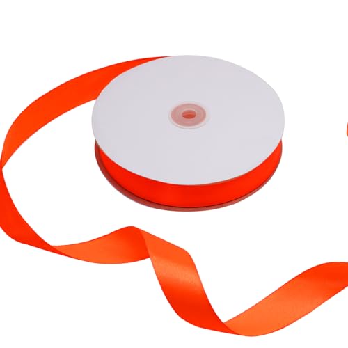 Orange Satin Ribbon 1 Inch 100 Yards, for Wedding Gift Wrapping - color: Orange