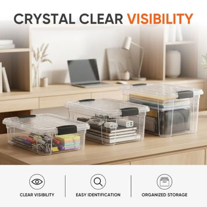 Superio 6.6 Quart Clear Plastic Storage Boxes with Lids, Stackable Organizer Containers, BPA-Free Storage Bins for Home, Office, School & Dorm, 2 Pack - size: 6.6 Quart